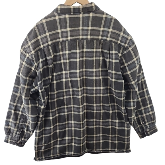 Men's Plaid Shirt Jacket - Black and Cream - Picture 5 of 6